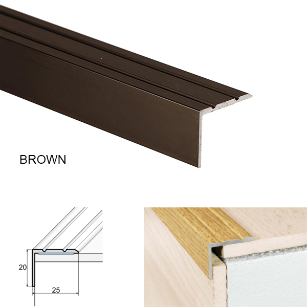 Aluminium Stair Nosing For Stairs Edge Protection Self Adhesive