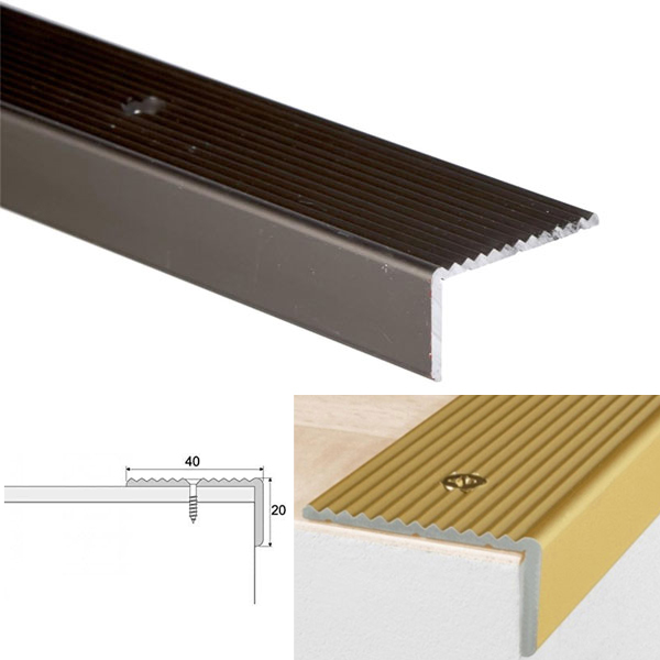 Anodised Aluminium Non Slip Stair Nosing Edge Trim