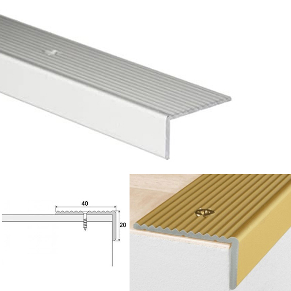 Anodised Aluminium Non Slip Stair Nosing Edge Trim