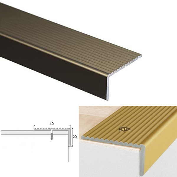 Anodised Aluminium Non Slip Stair Nosing Edge Trim