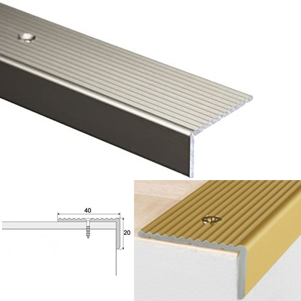 Anodised Aluminium Non Slip Stair Nosing Edge Trim