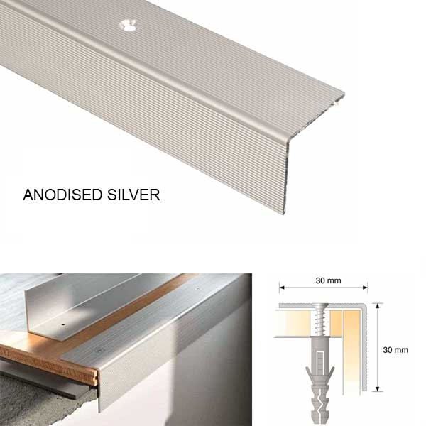 Anti Slip Anodised Aluminium Ribbed Treads Stair Nosing Edge Trim