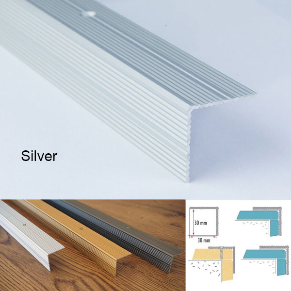 Anti Slip Anodised Aluminium Ribbed Treads Stair Nosing Edge Trim