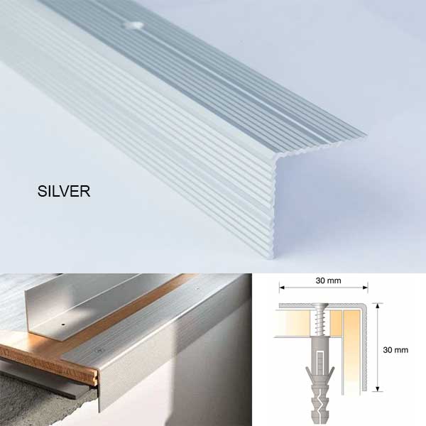 Anti Slip Anodised Aluminium Ribbed Treads Stair Nosing Edge Trim