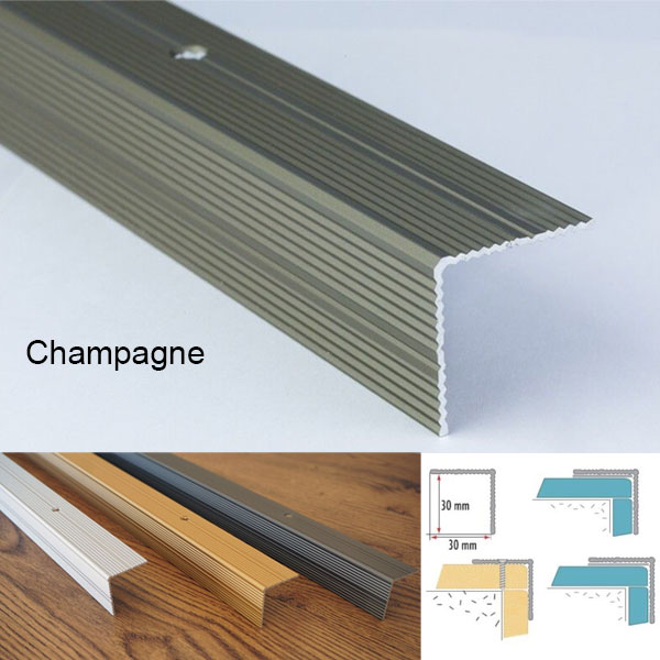 Anti Slip Anodised Aluminium Ribbed Treads Stair Nosing Edge Trim