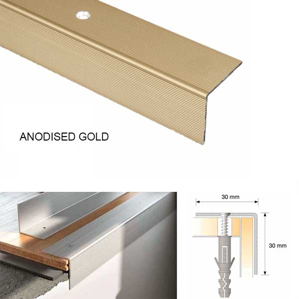 Anti Slip Anodised Aluminium Ribbed Treads Stair Nosing Edge Trim