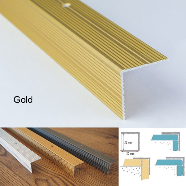 Anti Slip Anodised Aluminium Ribbed Treads Stair Nosing Edge Trim