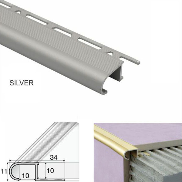 Anti-Slip Stair Nosing Edge Trim Step Edging For Tiles 34mm x 11mm