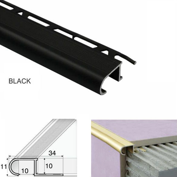 Anti-Slip Stair Nosing Edge Trim Step Edging For Tiles 34mm x 11mm