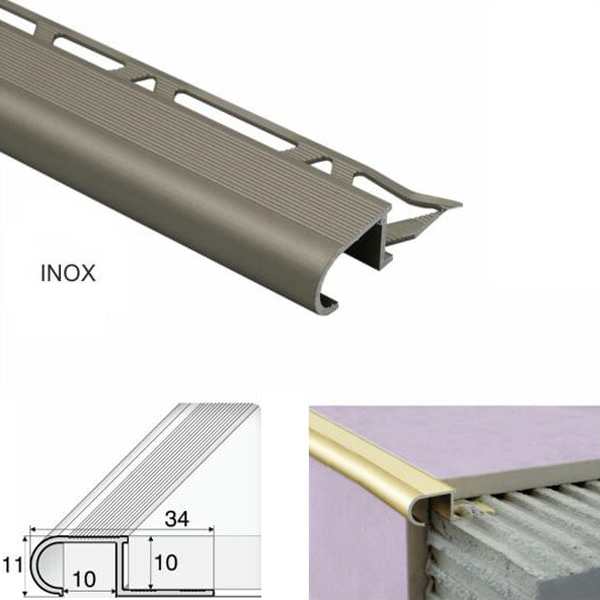 Anti-Slip Stair Nosing Edge Trim Step Edging For Tiles 34mm x 11mm