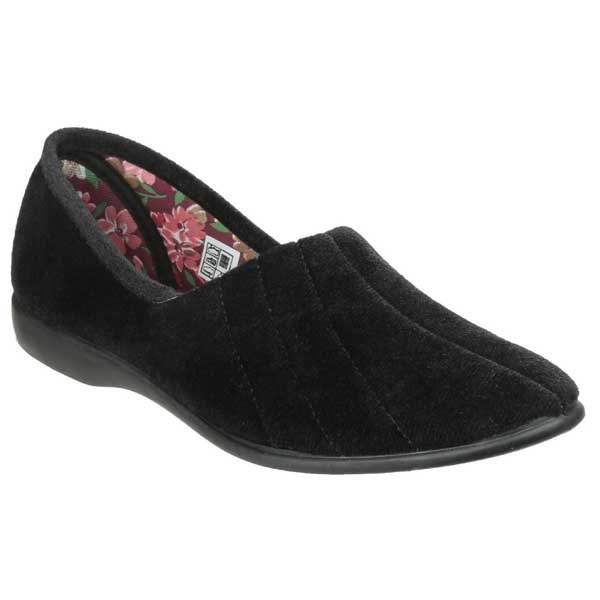 Audrey Floral Lined Velour Slippers
