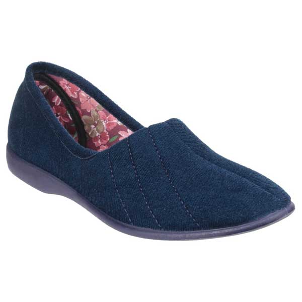 Audrey Floral Lined Velour Slippers