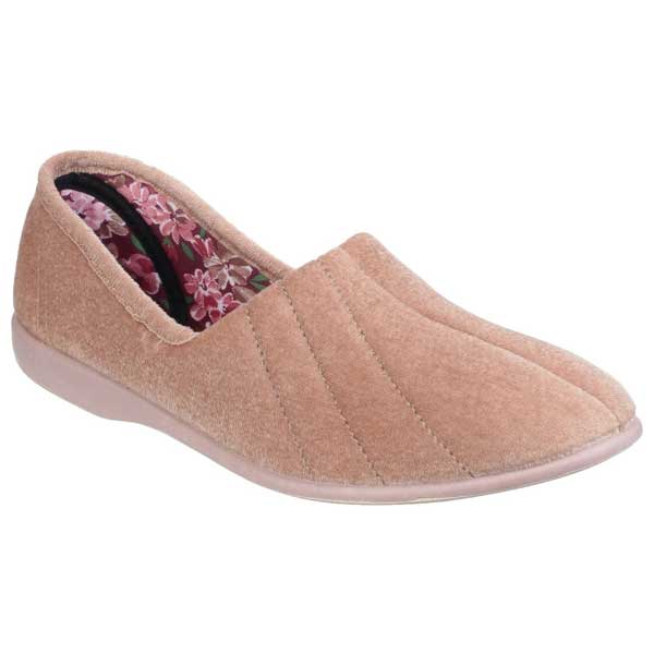 Audrey Floral Lined Velour Slippers