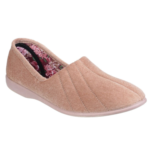 Audrey Ladies Velour Floral Print Slippers