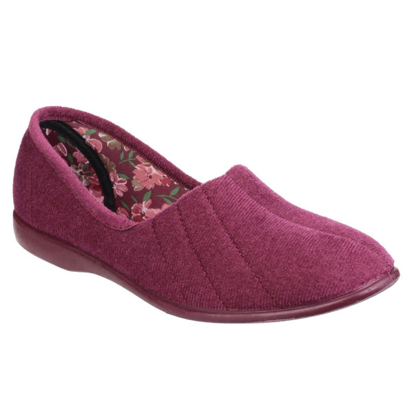 Audrey Ladies Velour Floral Print Slippers