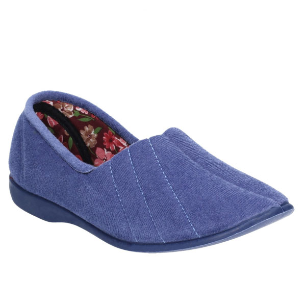 Audrey Ladies Velour Floral Print Slippers