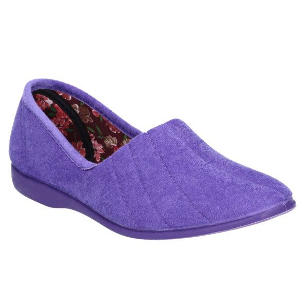 Audrey Ladies Velour Floral Print Slippers