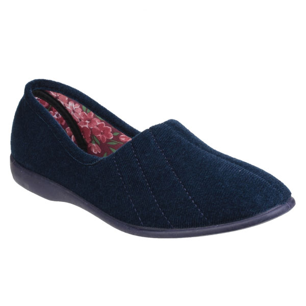 Audrey Ladies Velour Floral Print Slippers