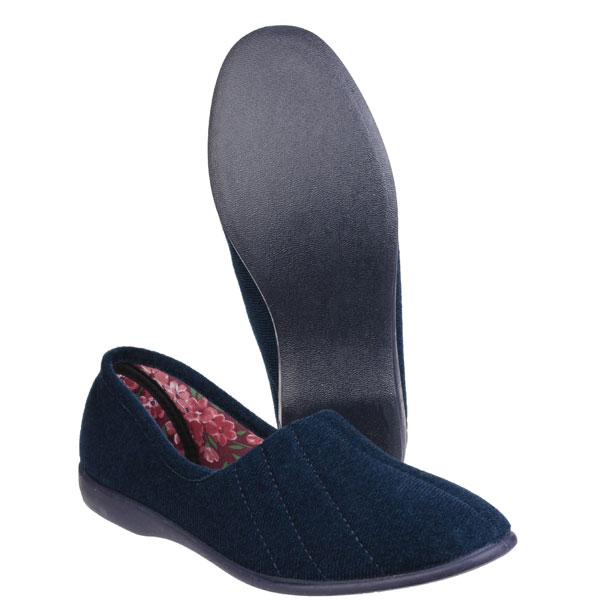 Audrey Ladies Velour Floral Print Slippers