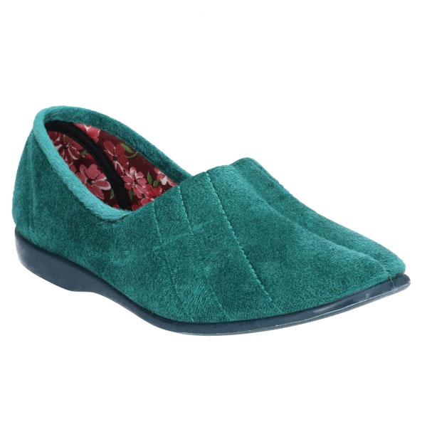 Audrey Ladies Velour Floral Print Slippers