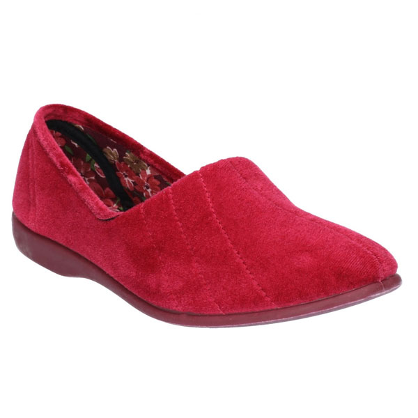 Audrey Ladies Velour Floral Print Slippers