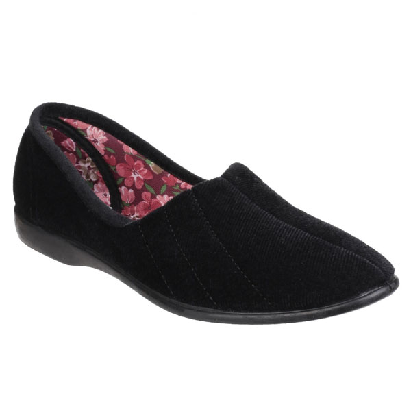 Audrey Ladies Velour Floral Print Slippers