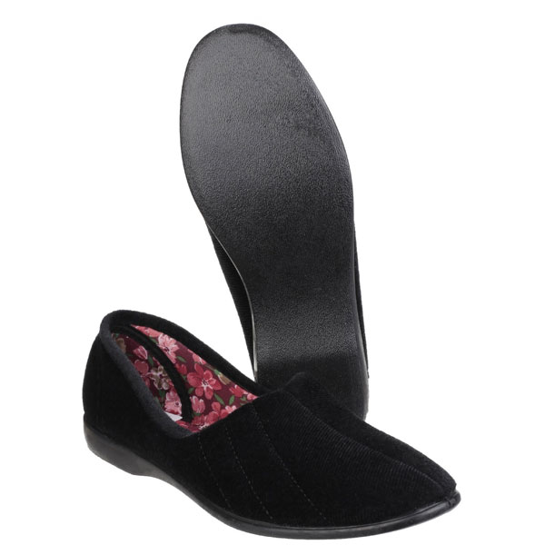 Audrey Ladies Velour Floral Print Slippers