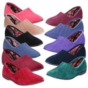 Audrey Ladies Velour Floral Print Slippers