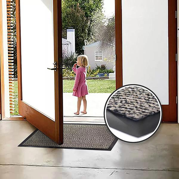 Beige/Black Heavy Duty Non Slip Rubber Barrier Mats For Indoor And Outdoor