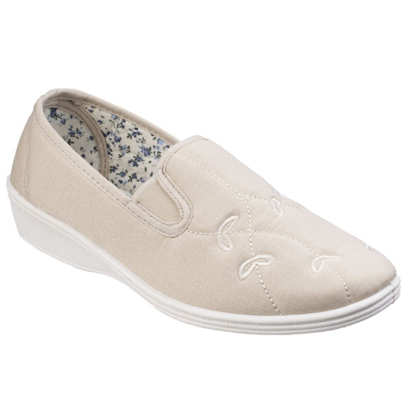 Bessie Twin Gusset Canvas Slip On Shoe