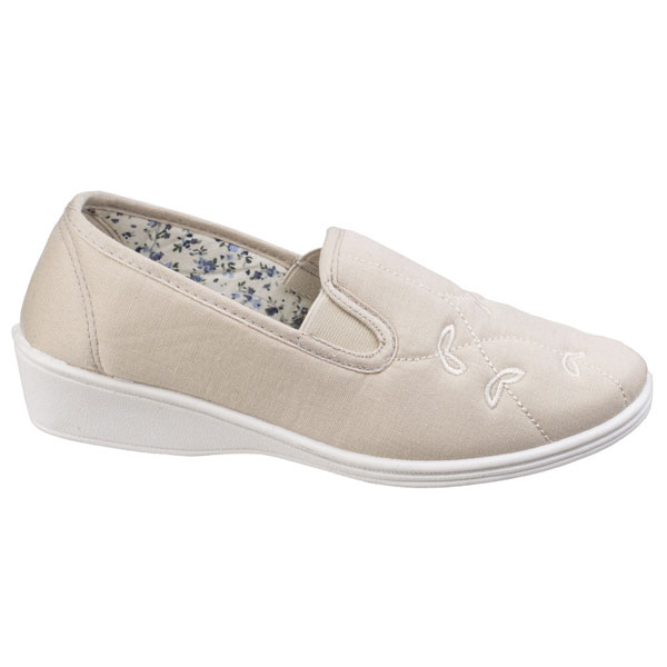 Bessie Twin Gusset Canvas Slip On Shoe