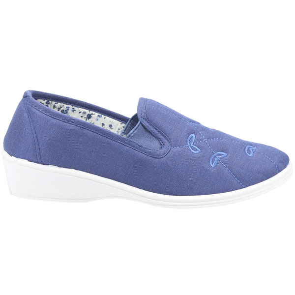 Bessie Twin Gusset Canvas Slip On Shoe