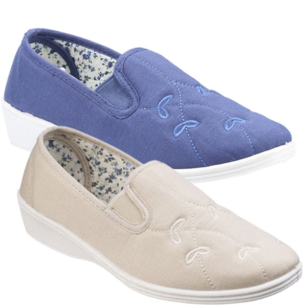 Bessie Twin Gusset Canvas Slip On Shoe