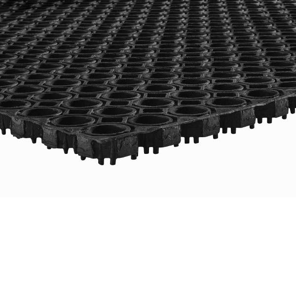 Black Rubber Hollow Floor Mat with Anti-Slip Protection