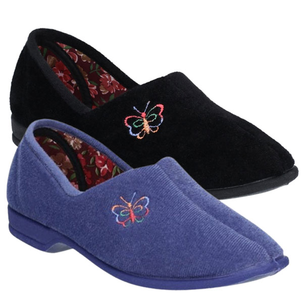 Bouquet Floral Lined Soft Velour Slippers