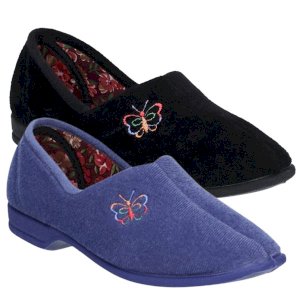Bouquet Floral Lined Soft Velour Slippers