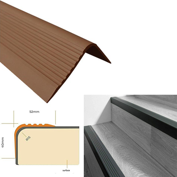 Bullnose Non Slip Stair Nosing 52mm x 40mm PVC Rubber Angle Step Edge