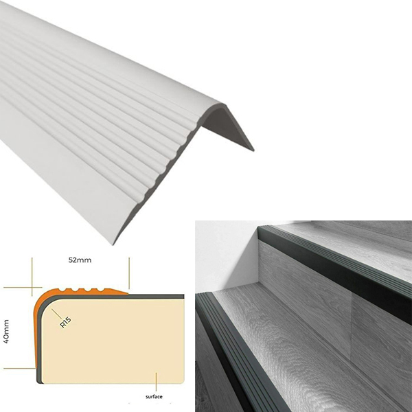 Bullnose Non Slip Stair Nosing 52mm x 40mm PVC Rubber Angle Step Edge