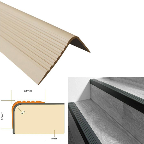 Bullnose Non Slip Stair Nosing 52mm x 40mm PVC Rubber Angle Step Edge