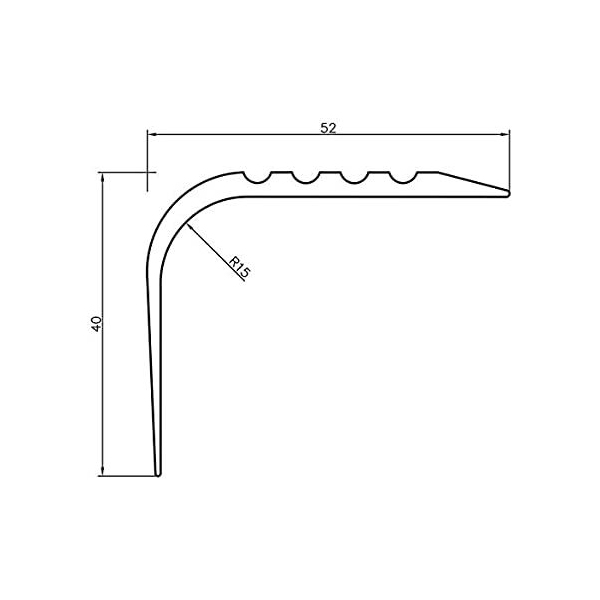 Bullnose Non Slip Stair Nosing 52mm x 40mm PVC Rubber Angle Step Edge