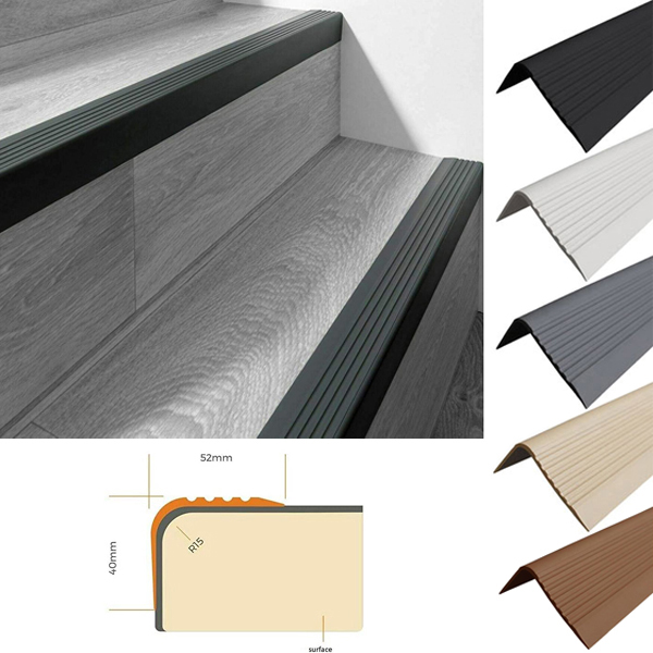 Bullnose Stair Nosings / Bullnose Non Slip Stair Nosing 52mm x 40mm PVC Rubber Angle Step Edge