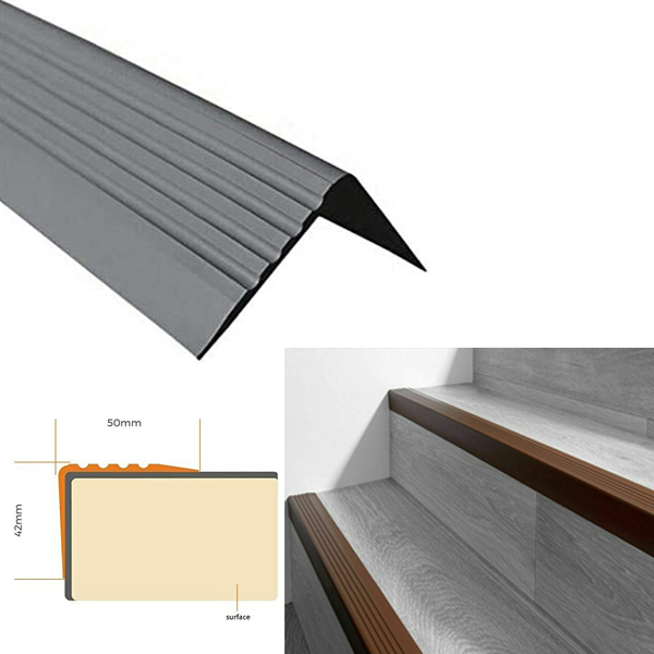 Bullnose Stair Nosing 50mm x 42mm Non Slip Rubber Angle Step Edge