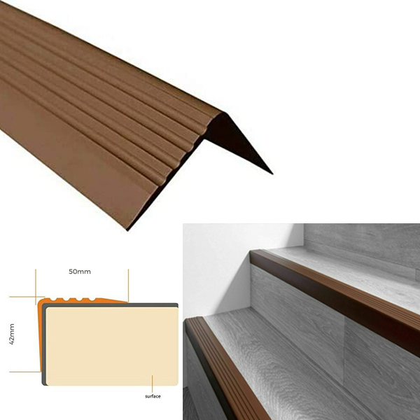 Bullnose Stair Nosing 50mm x 42mm Non Slip Rubber Angle Step Edge