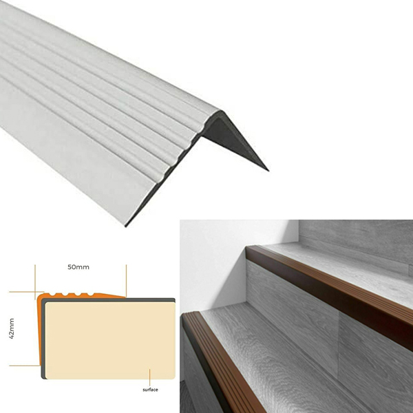 Bullnose Stair Nosing 50mm x 42mm Non Slip Rubber Angle Step Edge