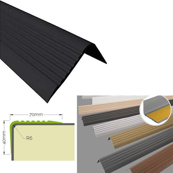 Bullnose Stair Nosing 70mm x 40mm Anti Slip Rubber Angle Step Edge Stair Nosing