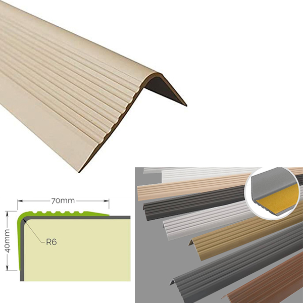 Bullnose Stair Nosing 70mm x 40mm Anti Slip Rubber Angle Step Edge Stair Nosing