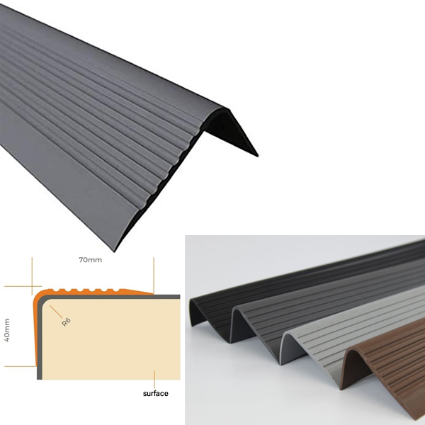 Bullnose Stair Nosing 70mm x 40mm Non Slip PVC Rubber Angle Step Edge