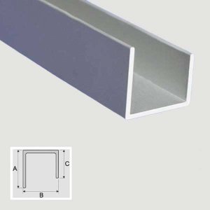 C Shape Aluminum Anodised Non-Equal Sided Section Bar - 1m Long