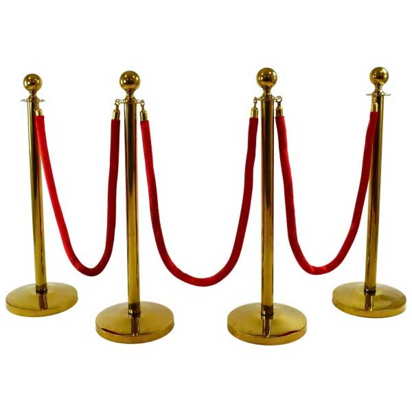 Ceremonial Velvet Red Rope Brass Stanchions