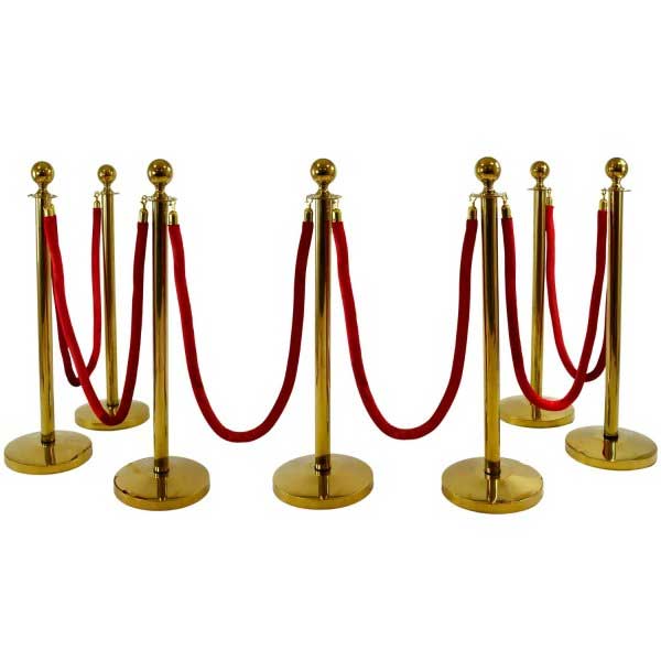 Ceremonial Velvet Red Rope Brass Stanchions